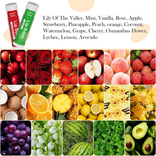 Yopela 221 支装润唇膏,含维生素 E 和椰子油,唇部护理产品,保湿舒缓干裂嘴唇 - 17 种口味