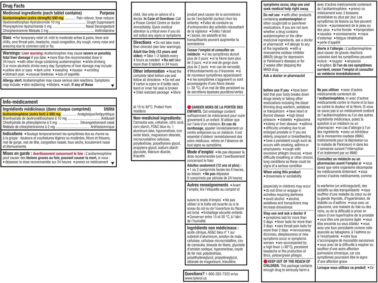 泰諾強效感冒藥片,緩解感冒症狀,夜間,40片