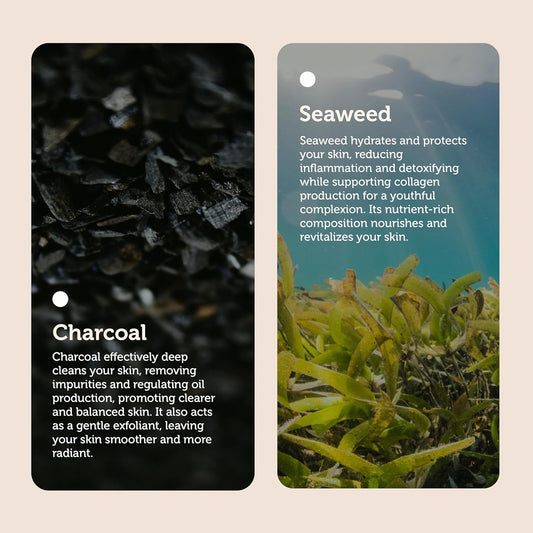 e.fek.tiv beauty Charcoal Burst Plus Seaweed Purifying Facial Cleanser - Gently Cleanses Pores - Clarifying Face Wash - Vegan - Sulfate Free - Clean Formula – Unisex - 6 oz