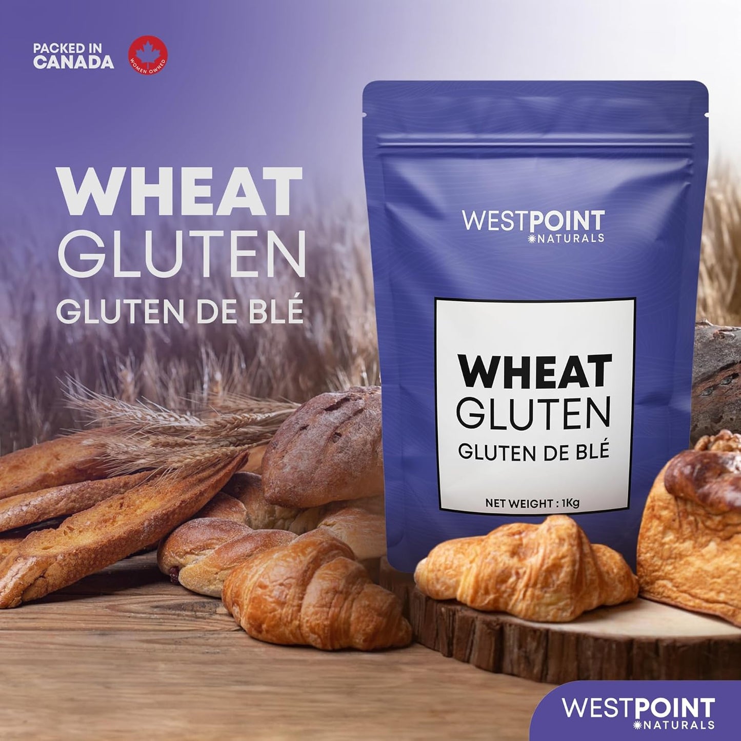Westpoint Naturals 優質活性小麥麵筋 1 公斤 - 高蛋白,提高彈性,改善質地,天然,非基因改造,適合素食主義者