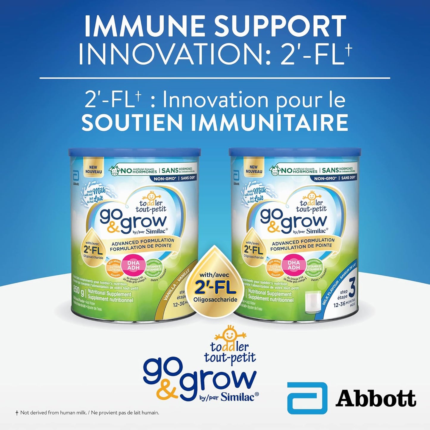 Similac Go & Grow Step 3 Toddler Drink with 2'-FL. Immune Support Innovation: 2'-FL, Powder, 12-36 Months, Vanilla Flavour, 850 grams
