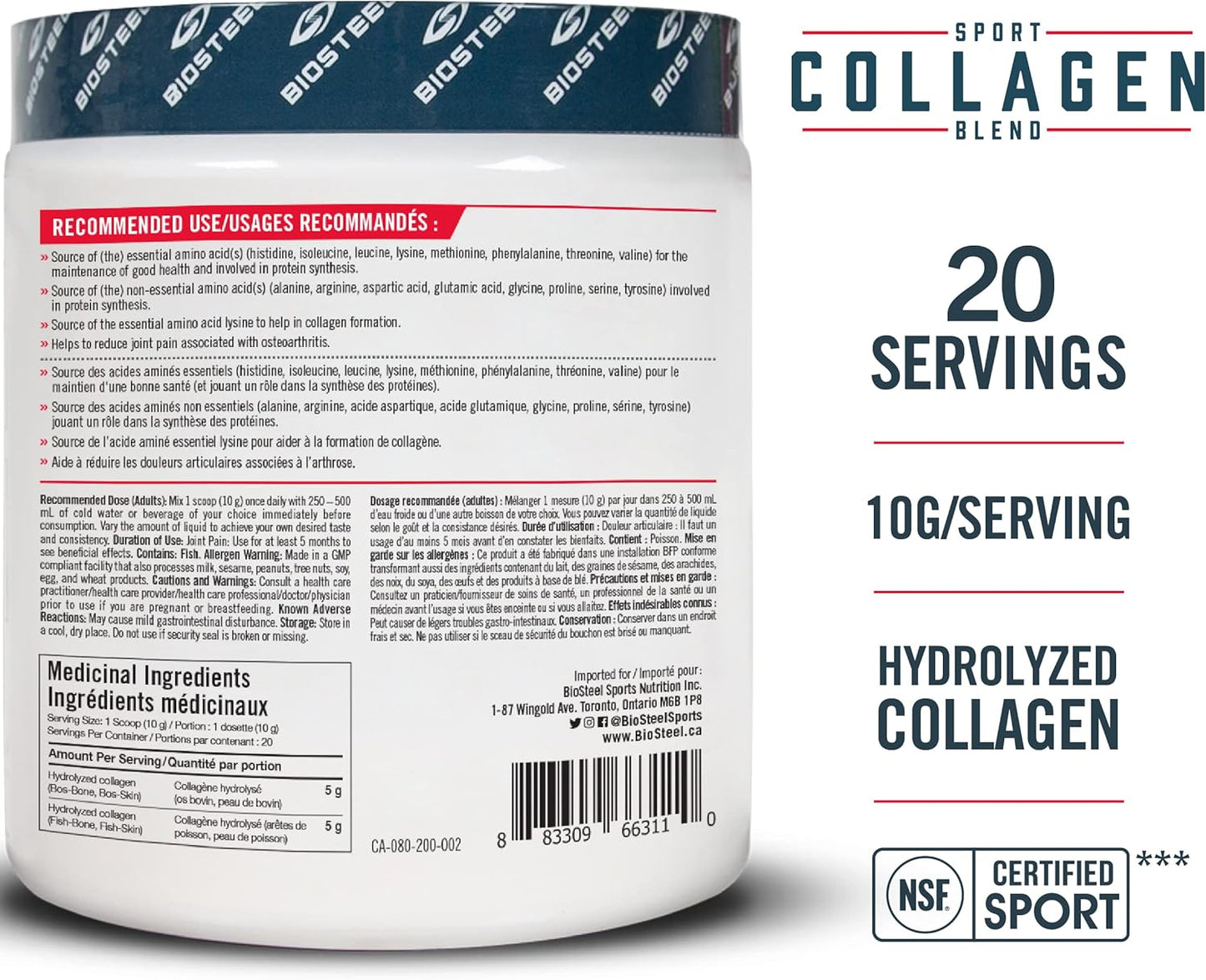 BioSteel Stackables 運動膠原蛋白混合物,水解膠原蛋白非基因改造配方,20 份…