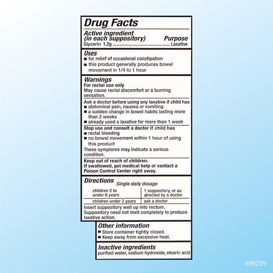 Quality Choice 嬰兒甘油栓劑,緩解便秘,每劑 25 粒(2 包)