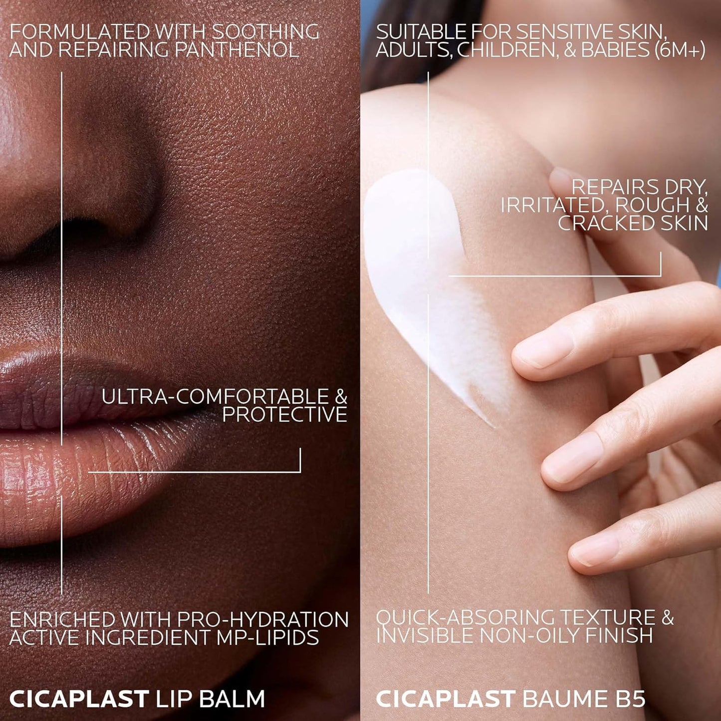 理膚泉 Cicaplast Baume B5 乾性肌膚修復多用途潤唇膏,含潤唇膏套裝,適用於嬰兒、兒童、青少年和成人。適用於敏感肌膚,無香型