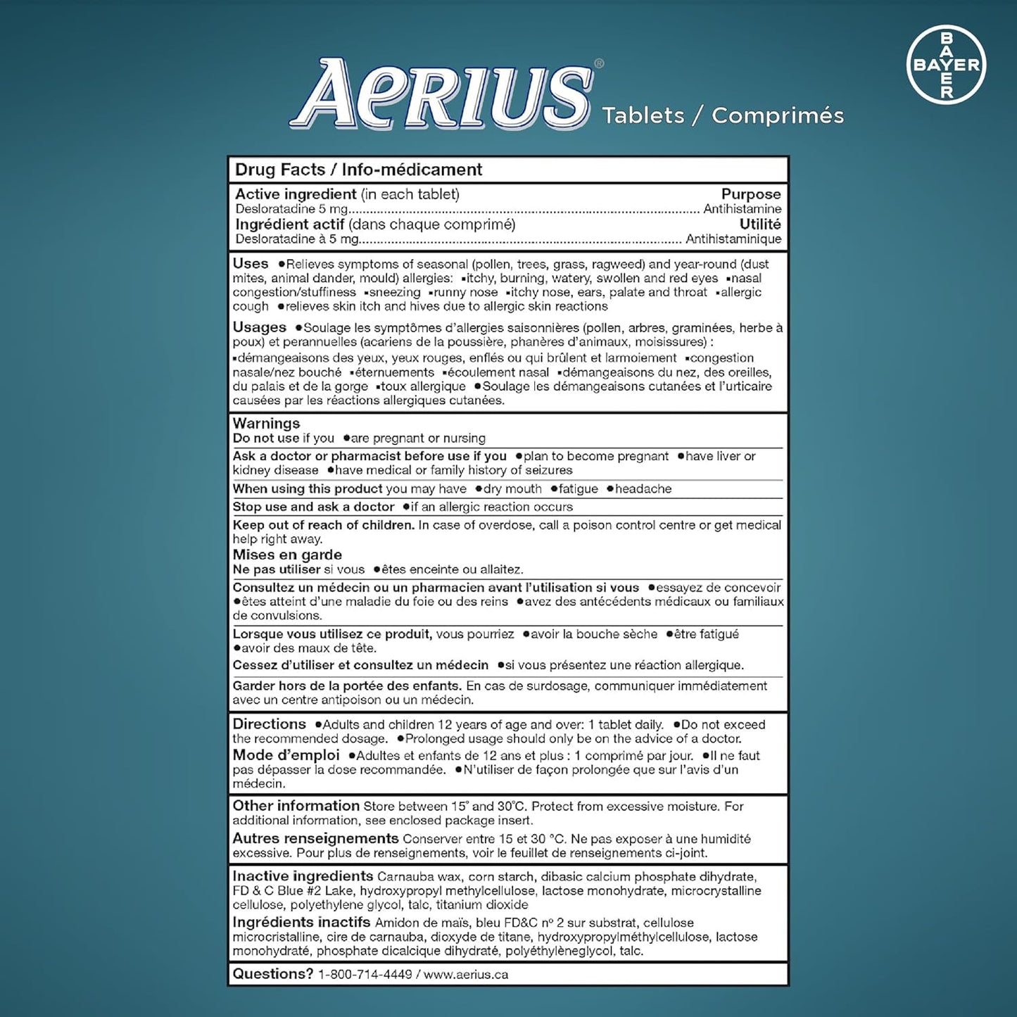 AERIUS Allergy Medicine, Fast Relief, 24-Hour, Non-Drowsy, 15 Symptoms, 70 Tablets
