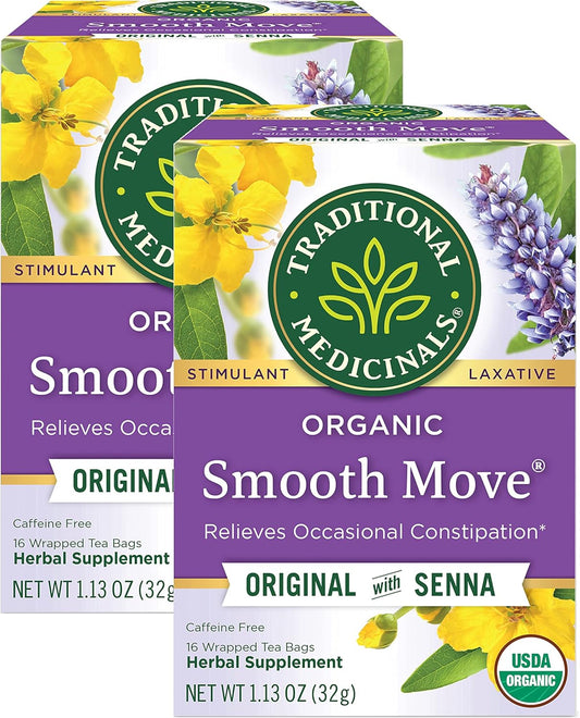 Traditional Medicinals 有機 Smooth Move 草本提神瀉藥茶包 - 16 支 - 2 包