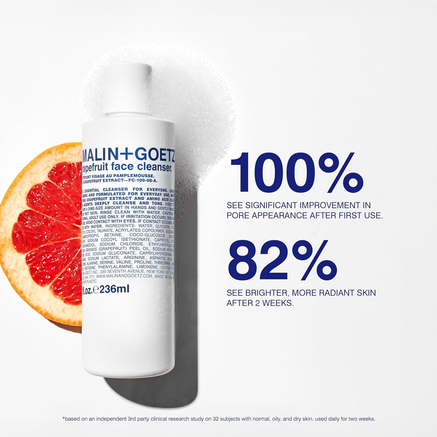 Malin + Goetz Face Cleanser, Grapefruit, 8 Fl Oz
