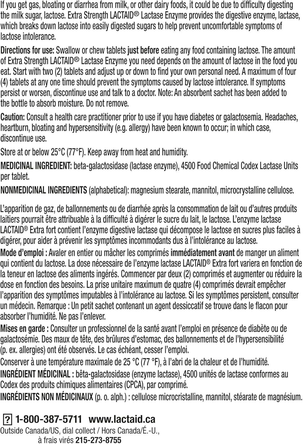 Lactaid Extra Strength Tablets, Lactase Ezyme For the Prevention of Gas Diarrhea Bloating Associated with DIgesting Dairy 80 Count