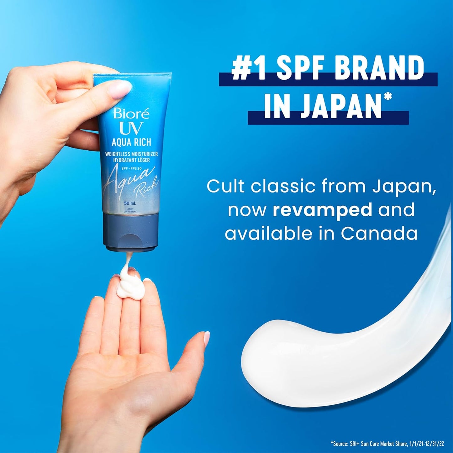 Bioré UV Aqua Rich 轻盈保湿霜(SPF 30)| 经皮肤科医生测试,具有隐形紫外线防护功能的面霜 | 50毫升 | 加拿大制造