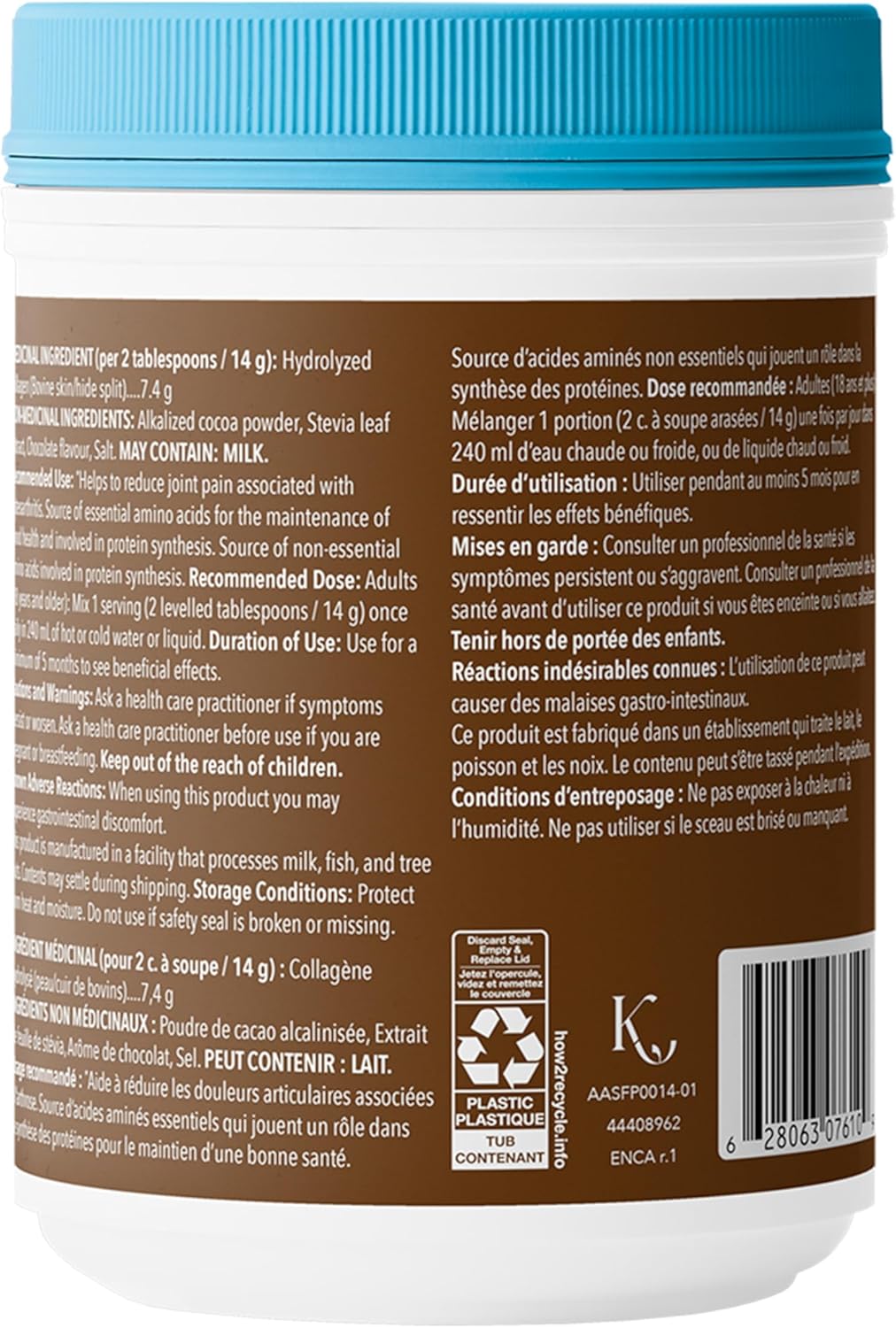 VITAL PROTEINS 巧克力牛胶原蛋白肽粉,有助于形成胶原蛋白并减轻与骨关节炎相关的关节疼痛,氨基酸来源,不添加糖,275 克