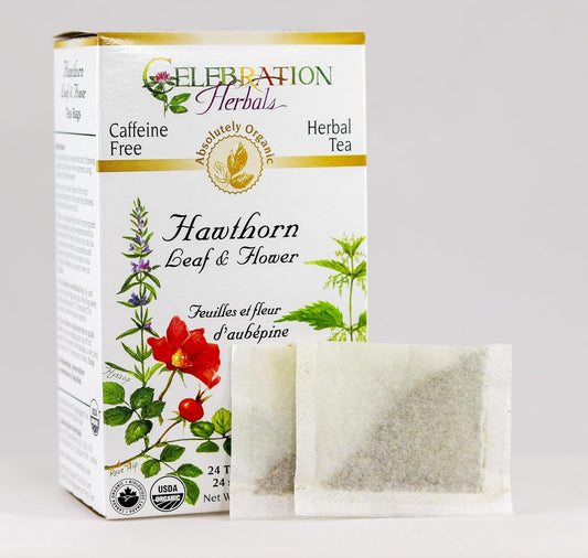 Celebration Herbals Organic Hawthorn Leaf & Flower Tea – Organic, Kosher (24 teabags - 36g) | Crataegus oxyacantha Herbal Tea | Sweet and Slightly Bitter, Valued in Herbal Traditions