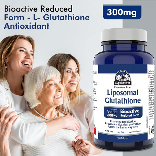 脂質體穀胱甘肽 300 毫克,100 粒軟膠囊 - 100 天用量,Setria 還原型,強效抗氧化,令肌膚容光煥發,活力充沛,健康健康,非轉基因,不含大豆,加拿大製造,抗塑料污染