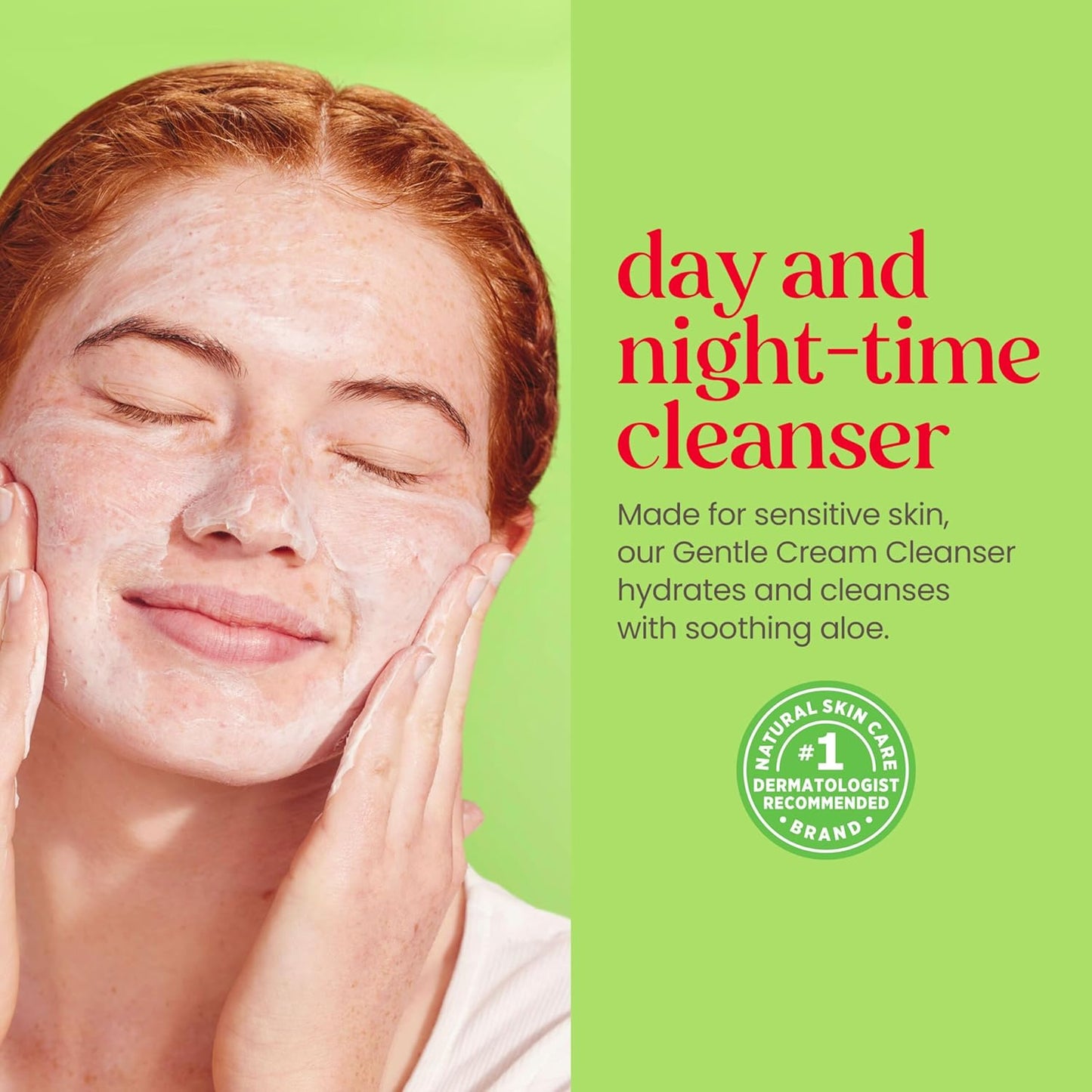 Burt's Bees Sensitive Facial Cream Cleanser Daily Face Wash for Sensitive Skin with Cotton Extract, 98.9% Natural Origin, Developed with Dermatologists, 170g, Face Cleanser