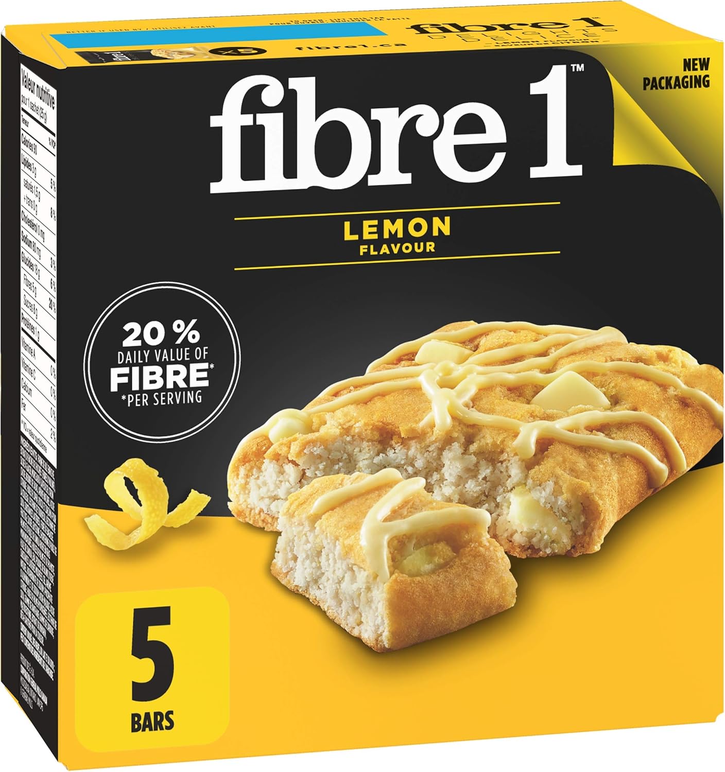 Fibre 1 Delights Bar 柠檬味,5条装,125克 & Delights 肉桂卷味,5条装