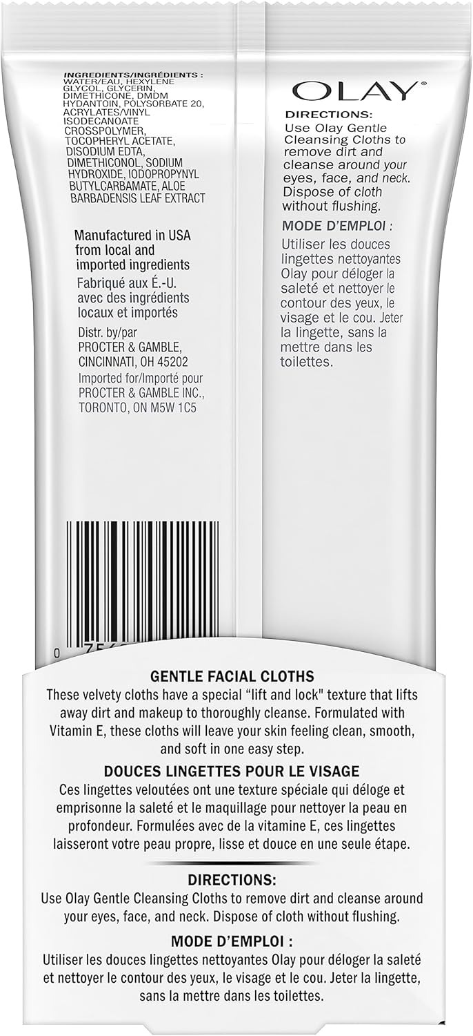 Olay Cleanse Gentle Facial Cloths, Fragrance Free, 30 count