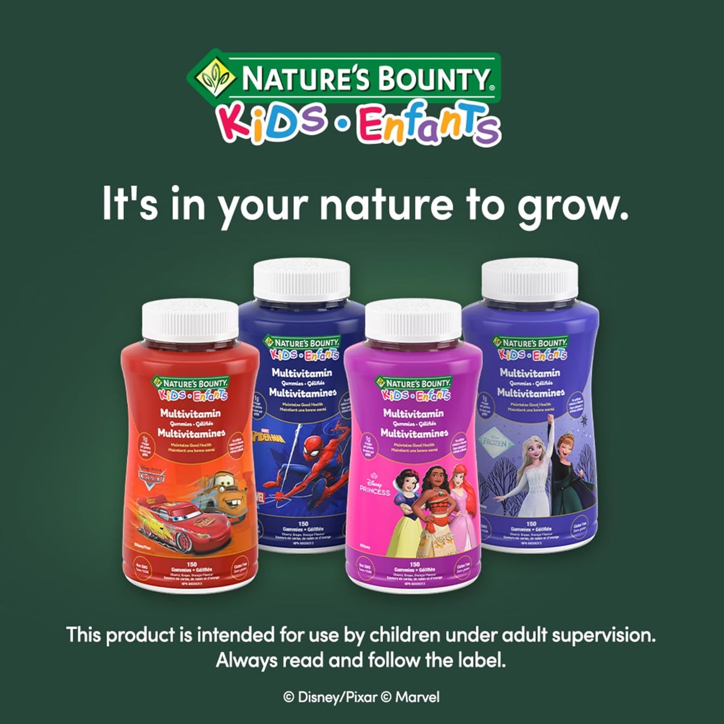 自然之宝儿童复合维生素,迪士尼公主口味,每粒软糖仅含 1 克糖,支持免疫系统、眼部健康、骨骼和牙齿,抗氧化剂来源,无麸质,水果味软糖,150 粒