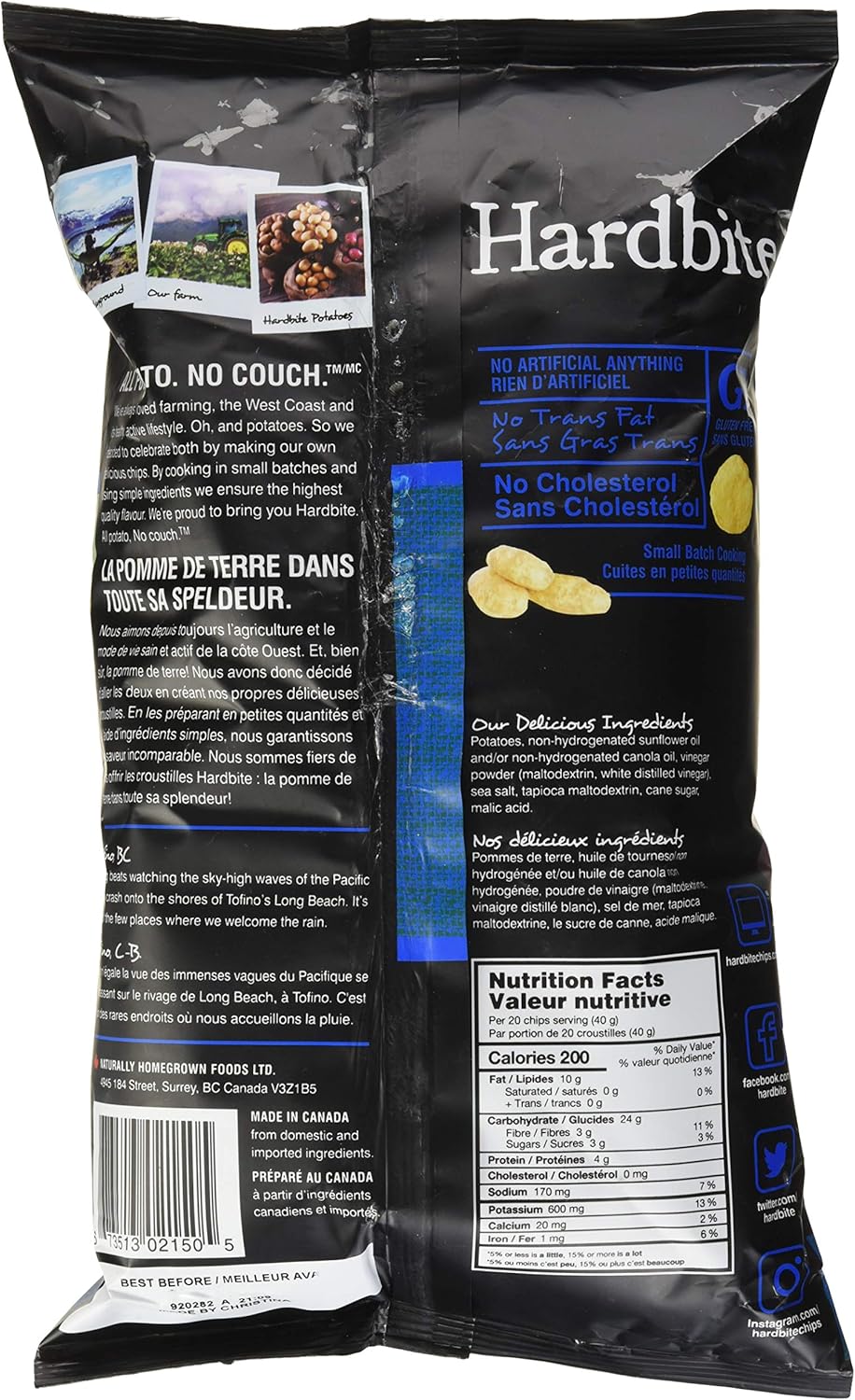 Hardbite 岩盐醋味薯片 150g