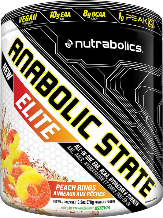 Anabolic State Elite 桃子圈 21 份,EAA、BCAA、补水、锻炼前后粉剂,支持肌肉生长和修复,