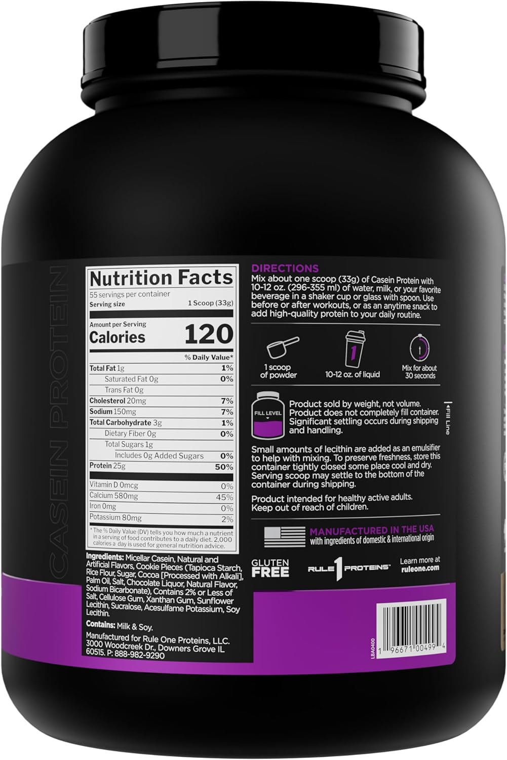 Rule 1 Casein 55 serv Cookies & Crème 4 lbs