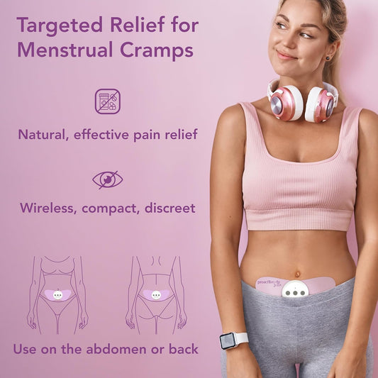 Proactive-Elle TENS 装置 - 无线经期疼痛缓解装置 - 缓解痛经,具有 6 种模式和 20 种强度等级 - 紧凑、无药物、隐蔽,可穿戴,缓解腹部和下背部不适