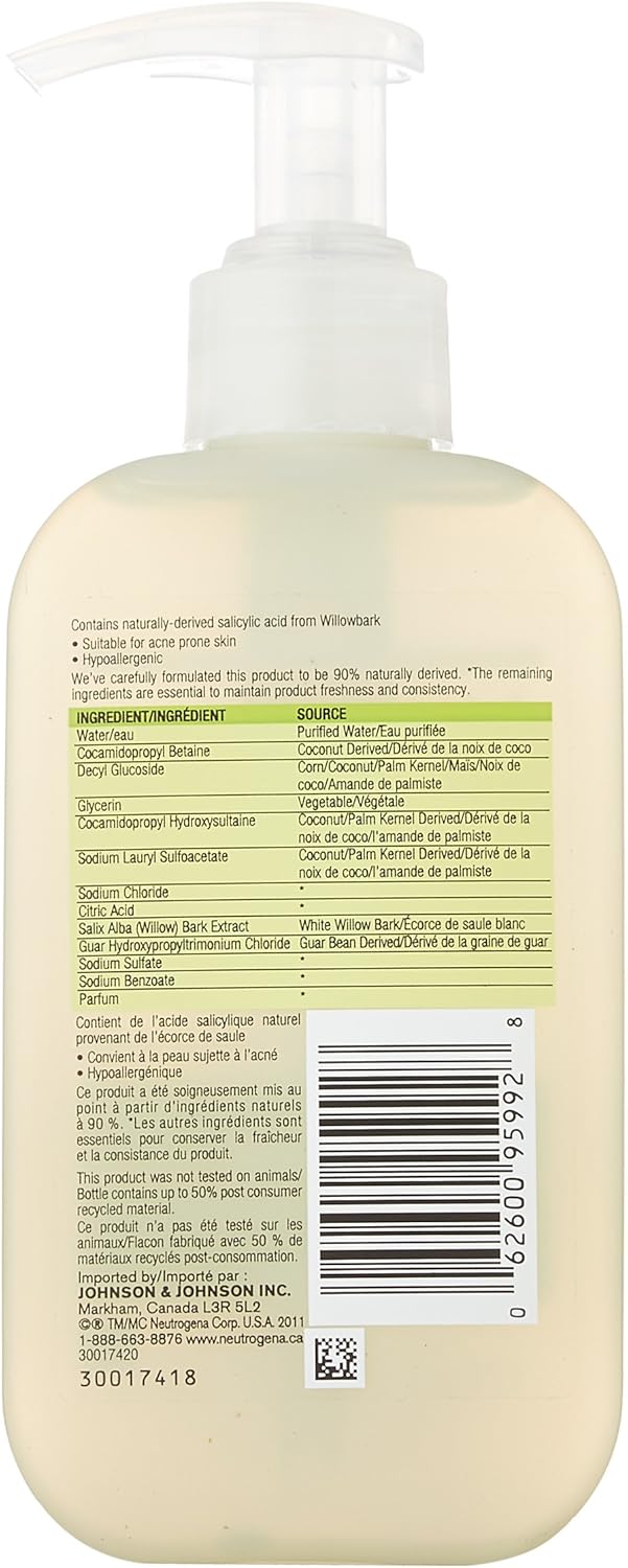 Neutrogena Naturals Face Wash, Purifying Facial Cleanser for Acne Prone Skin, 177 mL