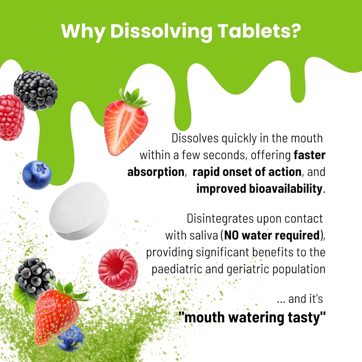 Nutrameltz 鈣 + 維生素 D3 – 促進肌肉功能、強化骨骼和牙齒、增強免疫力、預防鈣 d3 維生素缺乏症速溶片,混合漿果味(60 片)