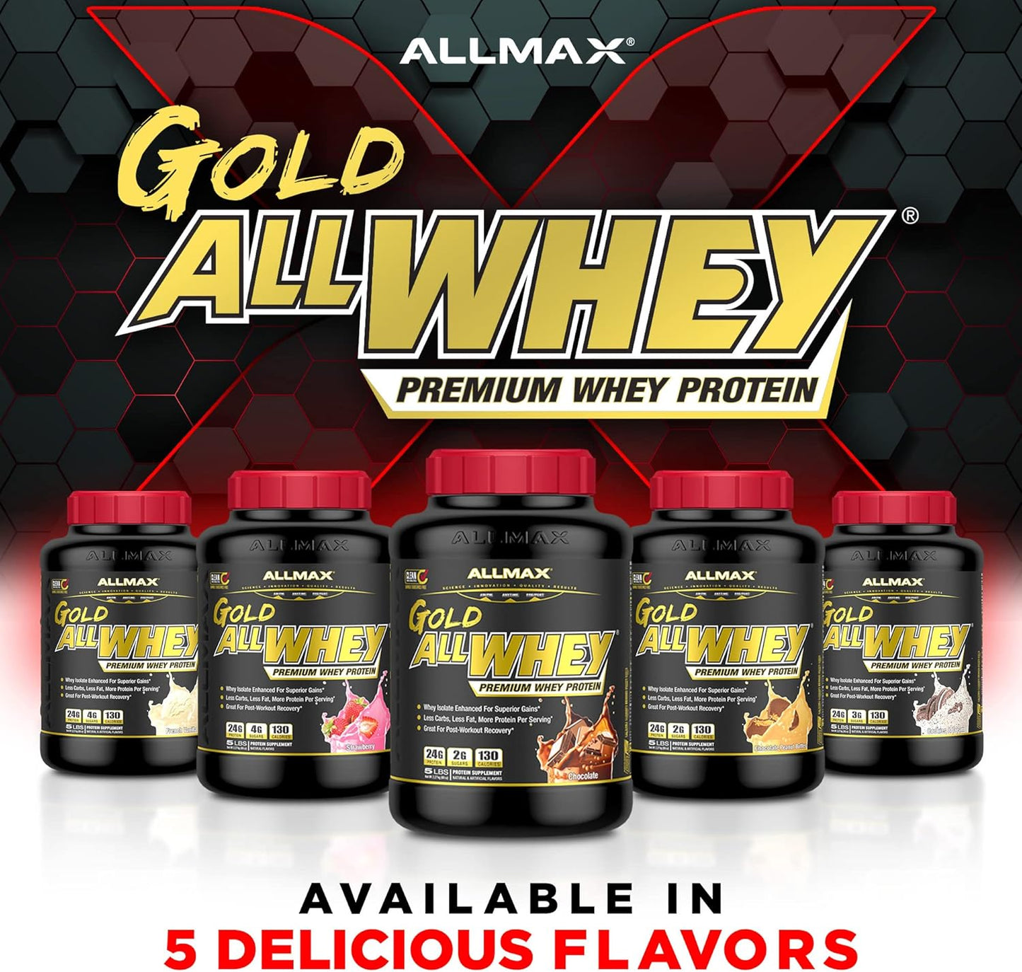 ALLMAX Nutrition - AllWhey Gold - 100% 乳清蛋白 + 优质乳清分离蛋白 - 香草味 - 5 磅