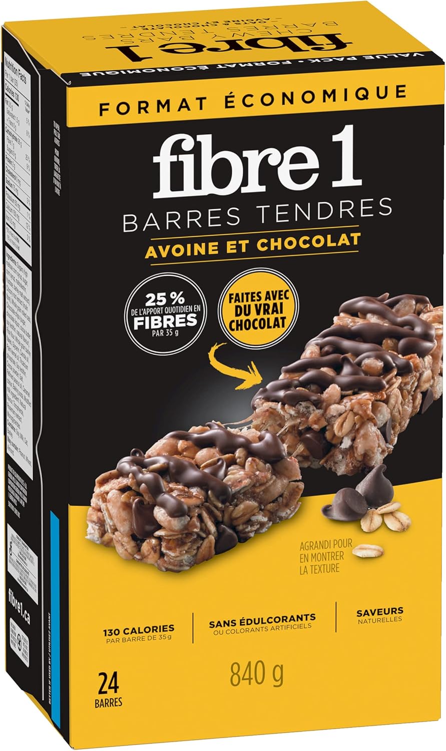 纤维 1 - 超值装 - 燕麦巧克力软糖,24 块装,天然香料,不含人工色素,840 克包装,零食棒,采用真正的巧克力制成
