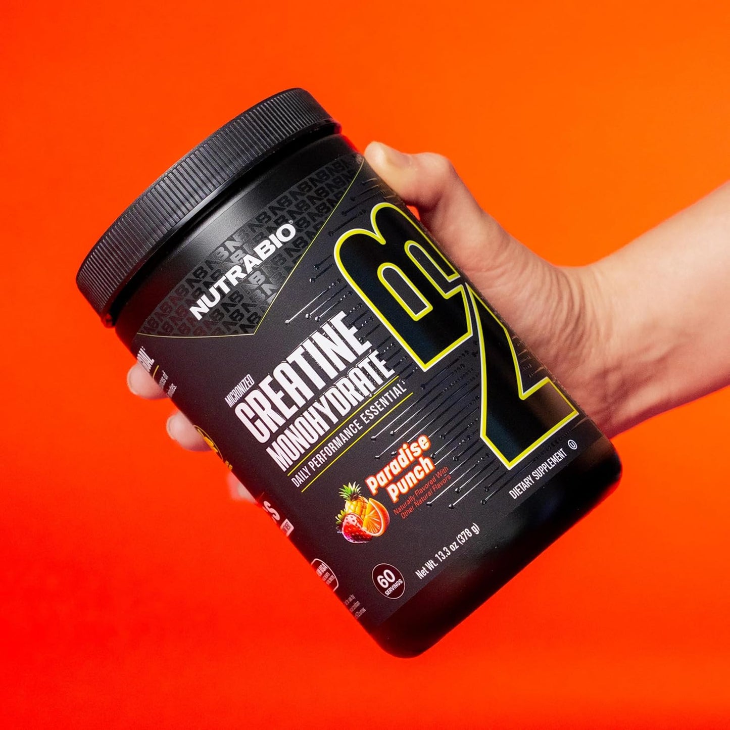 NutraBio Pure Micronized Creatine Monohydrate Powder Supplement,Paradise Punch Burst,(378g)