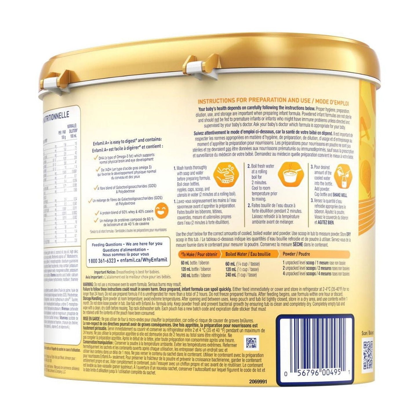 Enfamil A+, Baby Formula, Powder Tub, DHA (a type of Omega-3 fat) to help support brain development, Age 0-12 months, 663g, 663g