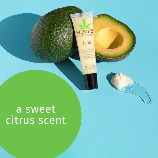 Hempz Original Lip Balm, 3-Pack, travel essential for dry cracked lips, ultra hydrating gloss, .44 oz