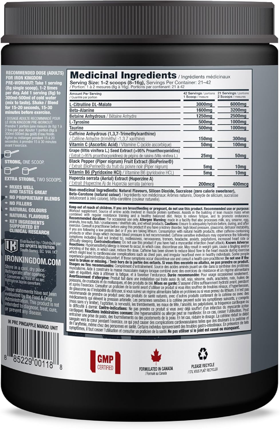 IRON KINGDOM PRE-WORKOUT PINEAPPLE MANGO, Energy, Focus, Strength, Citrulline, Beta-Alanine