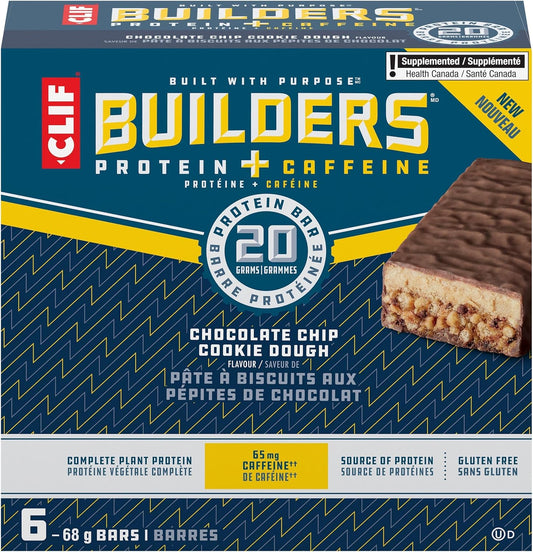 CLIF BUILDERS 蛋白棒,巧克力曲奇饼干口味,20 克蛋白质,加拿大制造,无麸质,无人工香料,68 克(6 包),加拿大制造