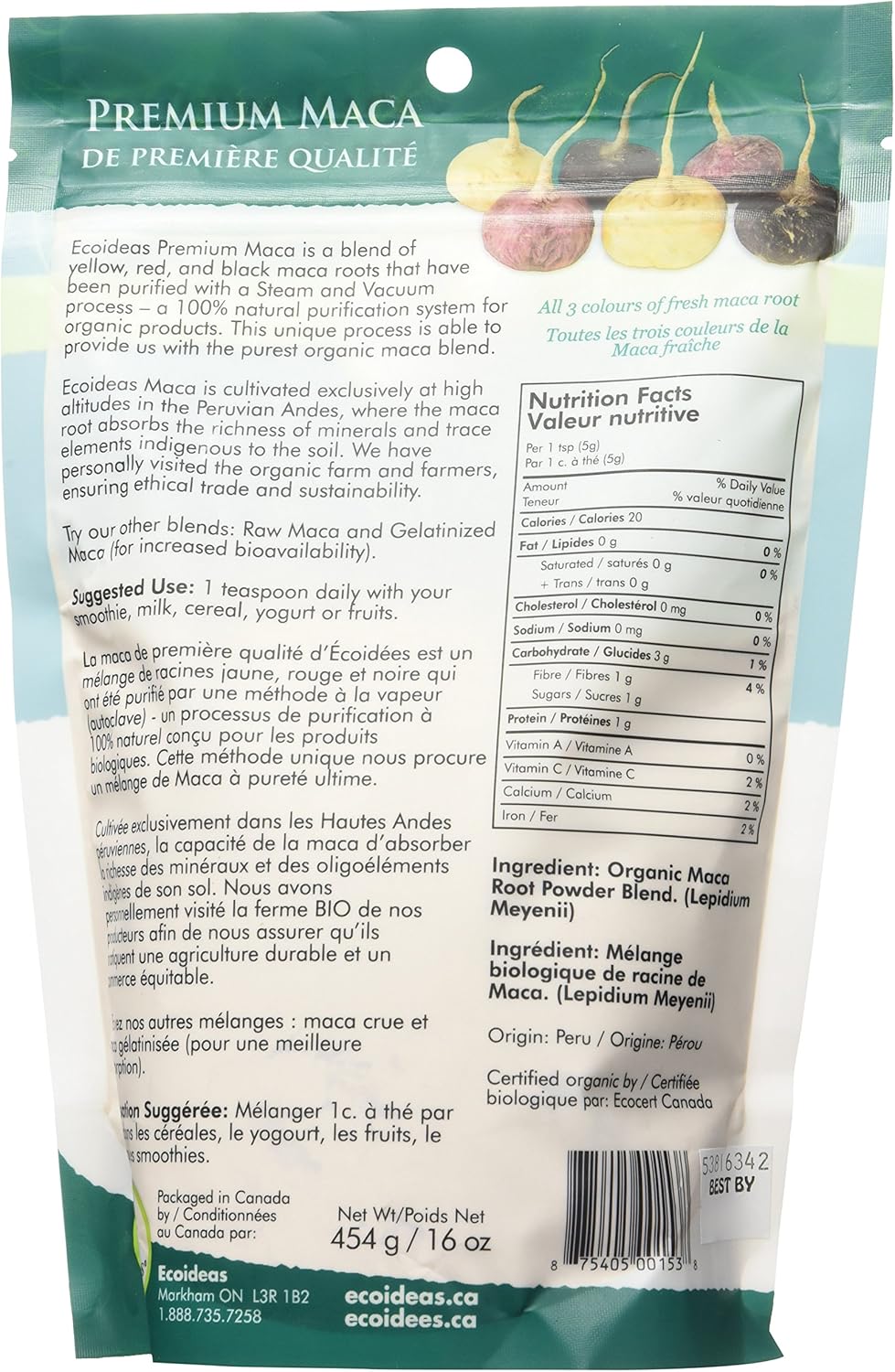 Ecoideas 有機優質瑪卡,454克