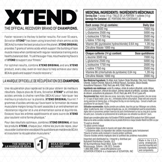Scivation XTEND Original BCAA Powder | Sugar Free Post Workout Muscle Recovery Drink with Amino Acids | 7g BCAAs for Men & Women | 30 Servings, Mango Madness - 420g