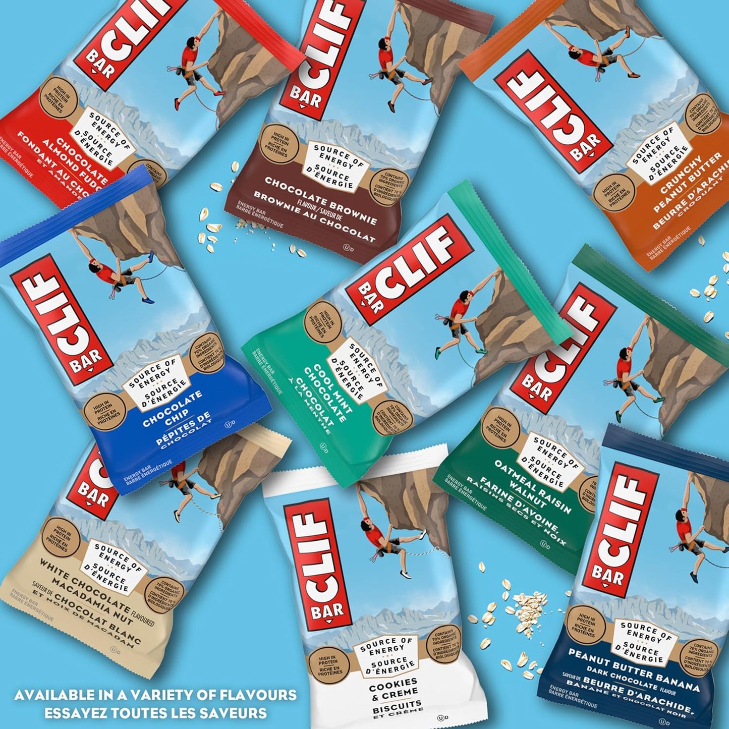 CLIF BAR 能量棒,香脆花生酱,燕麦棒,高蛋白,含 70% 有机成分,680 克(10 包)