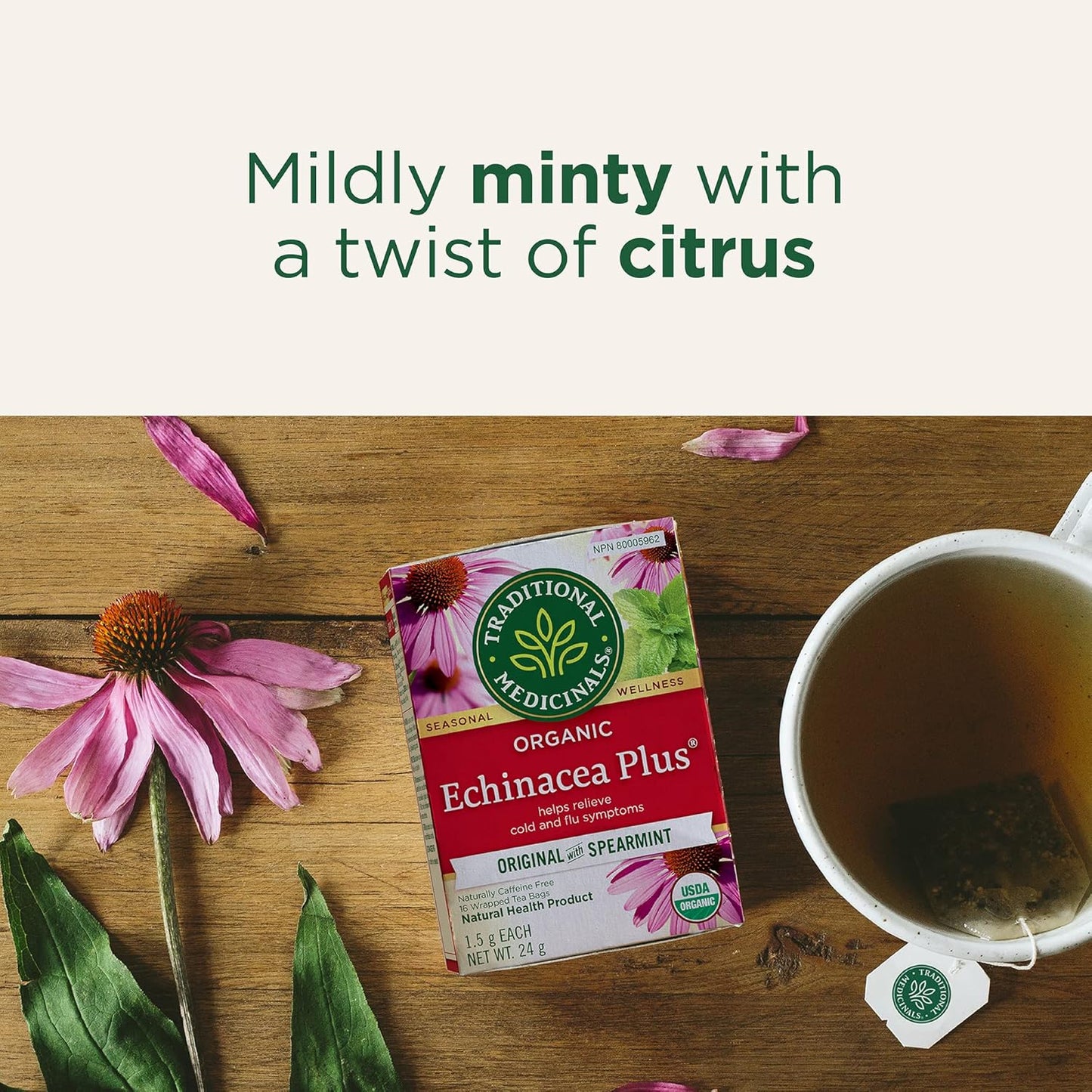 Traditional Medicinals - 有機紫錐菊加草藥茶(1 包)- 幫助緩解感冒和流感症狀 - 共 16 個茶包