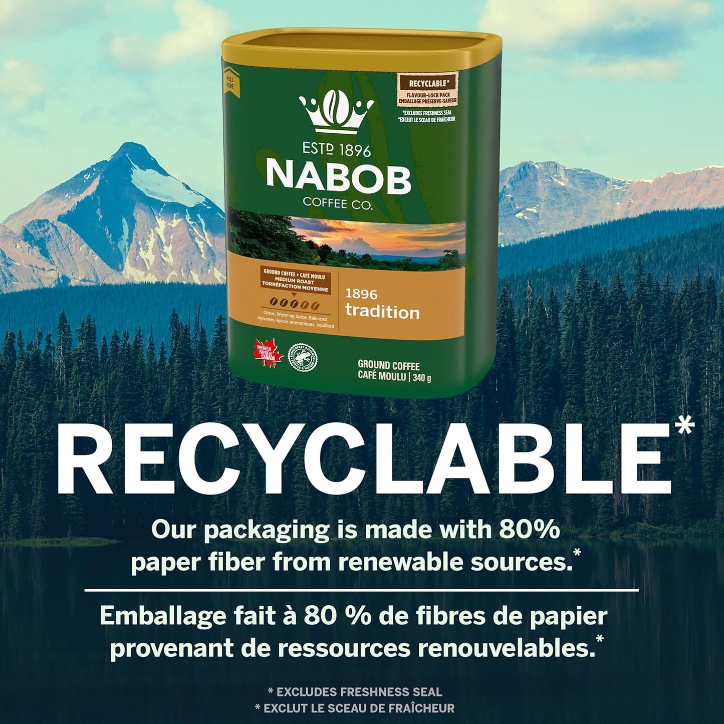 Nabob 中度烘焙 1896 传统研磨咖啡,340 克罐装