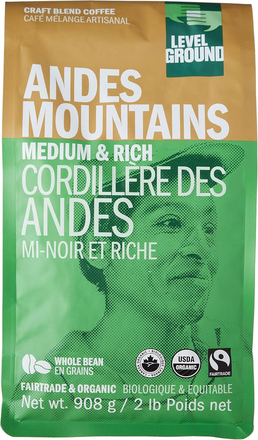 平磨咖啡 - 安地斯山脈手工拼配 - 中度烘焙,整豆 - 公平貿易,有機,1% 環保,猶太潔食 - 特色咖啡 - 適合滴濾咖啡、法式濾壓壺咖啡、手沖咖啡 - 口感濃鬱順滑 - 2 磅