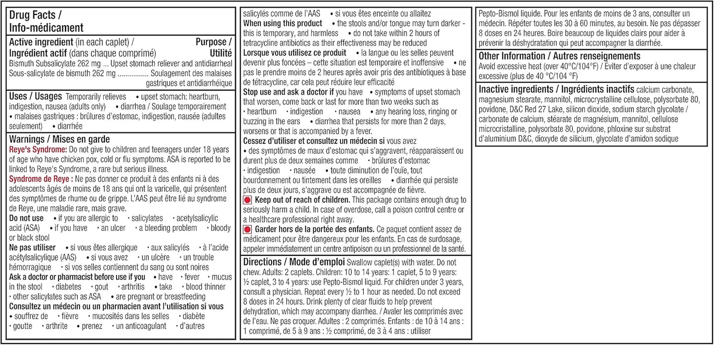 Pepto Bismol 胶囊,缓解胃部不适、腹泻、胃灼热、恶心、消化不良、胃部不适,24 粒