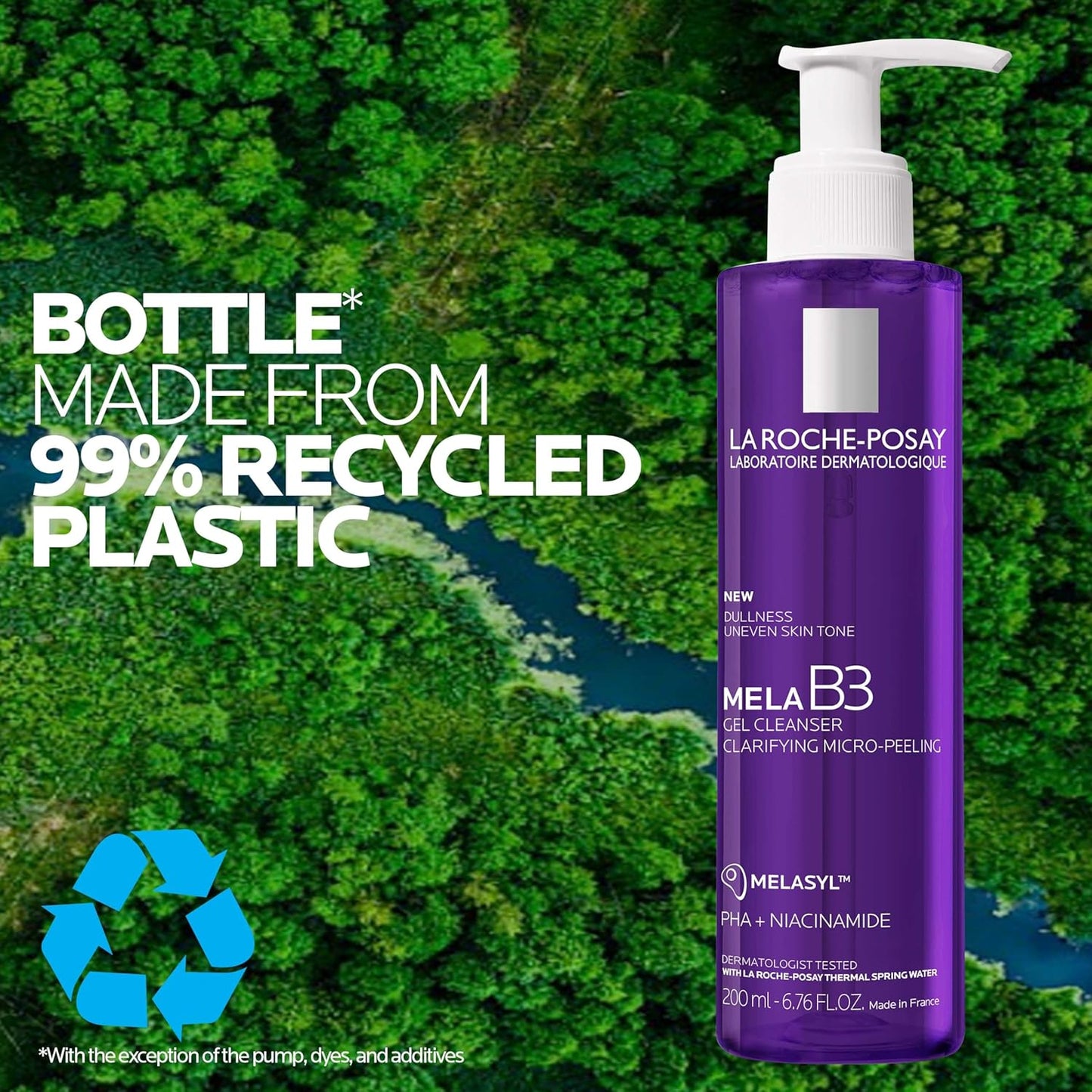 La Roche-Posay Purifying Face Wash, Mela B3 Anti-Aging Micro-Peeling Facial Cleanser with Melasyl & Niacinamide, Purifies & Cleanses Skin without Drying. Dermatologist Recommended, 200mL