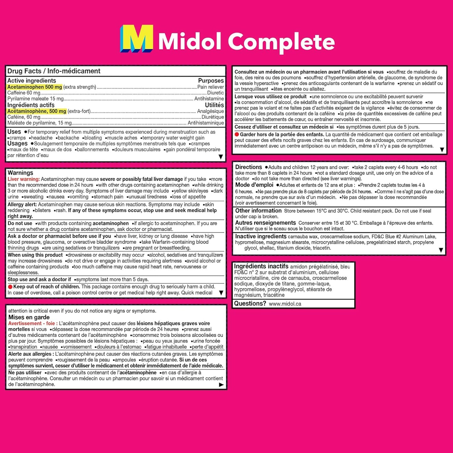 Midol 完全止痛药,快速缓解多种症状的痛经,包括痉挛、头痛、背痛和腹胀(40 粒胶囊)