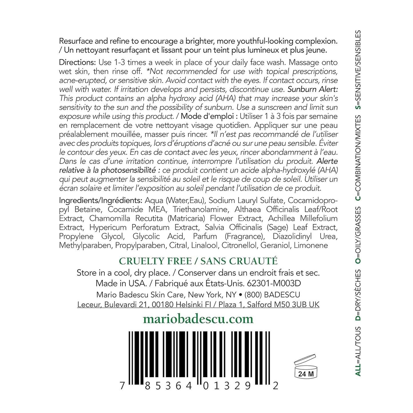 MARIO BADESCU Skin Care glycolic foaming cleanser 6fl oz