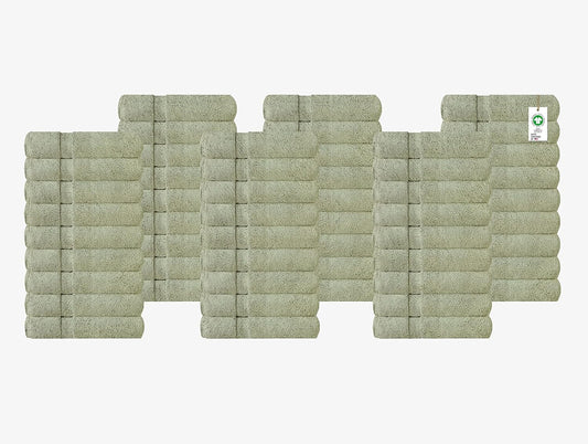 A1 HOME COLLECTIONS 100% 有机棉毛巾 650 GSM 毛绒羽毛触感速干洗脸巾,60 条装,GOTS 认证,Oeko-Tex 绿色认证,有机棉洗脸巾,13 英寸 X 13 英寸