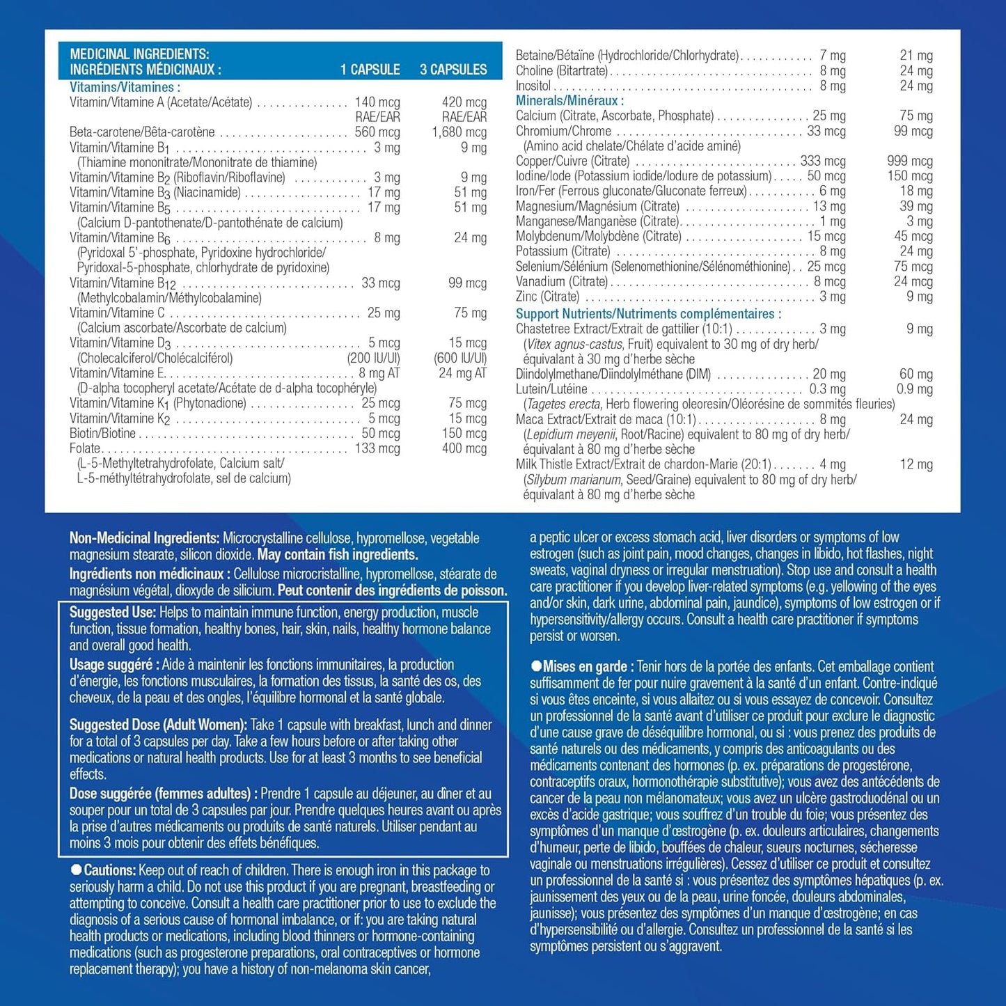 Progressive Advanced 成人女性每日複合維生素,含DIM、聖潔莓和瑪卡。支持免疫健康、能量和荷爾蒙健康,100% 完整配方,加拿大製造,60 粒裝