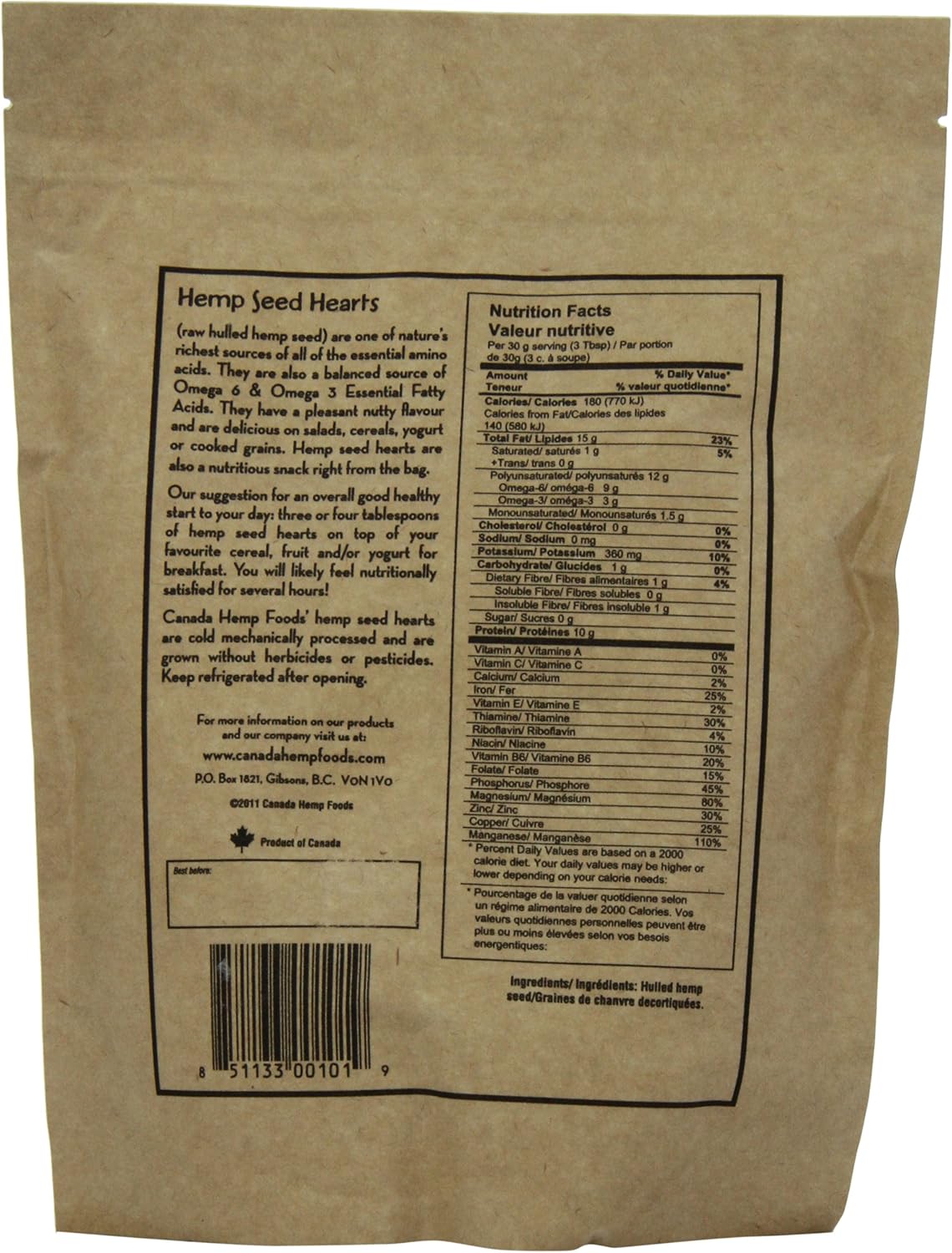 加拿大大麻食品天然大麻籽,454克