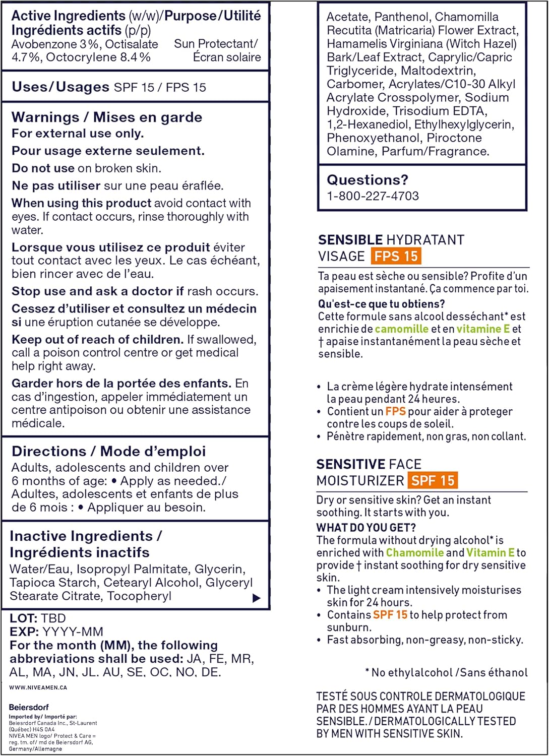 NIVEA MEN Sensitive Skin Face Moisturizer with SPF 15, 75mL