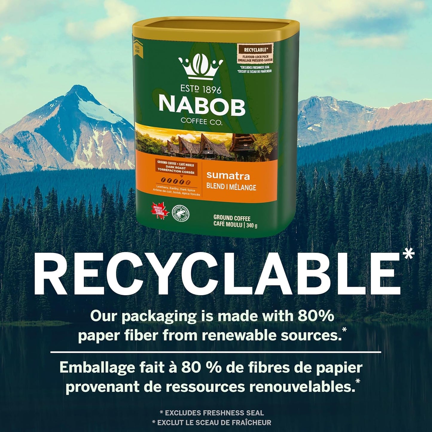 Nabob 深烘焙苏门答腊混合咖啡,340克罐装