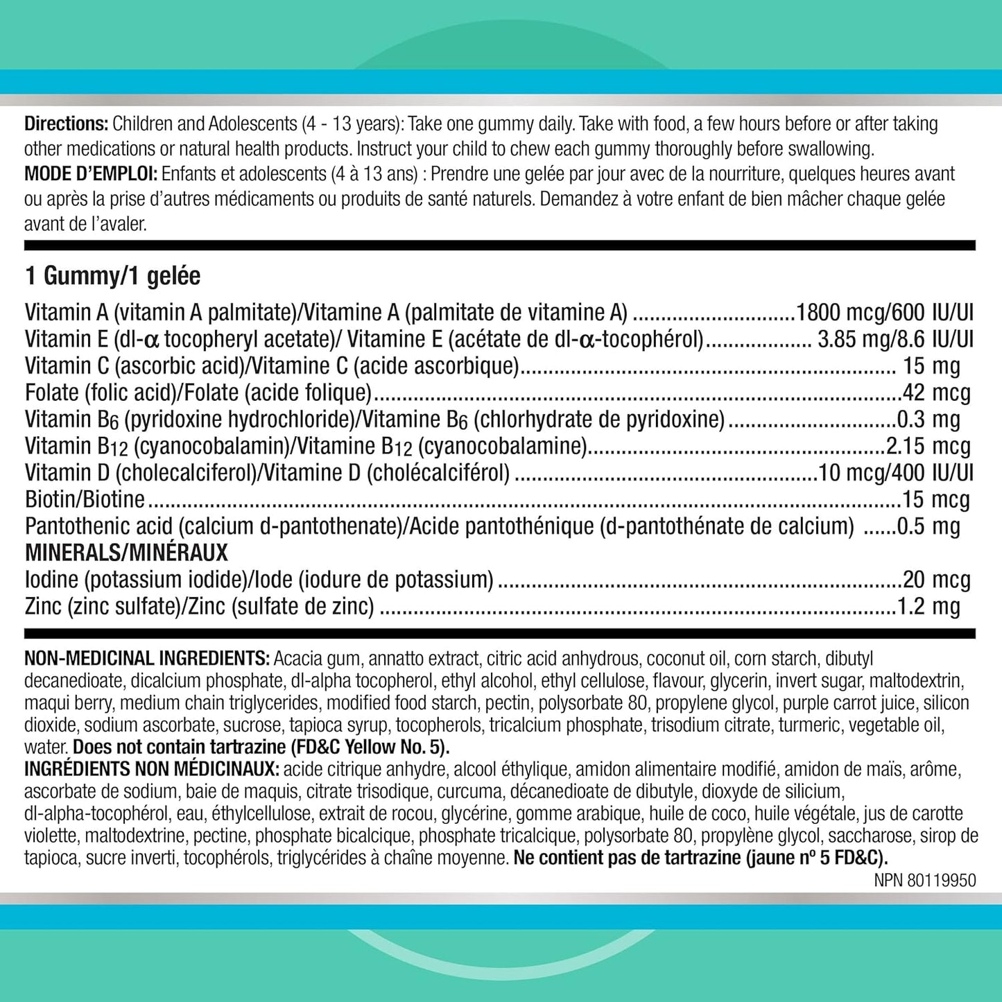 Centrum Junior 热带水果复合维生素矿物质补充剂,菠萝芒果、火龙果、百香果口味,60 粒