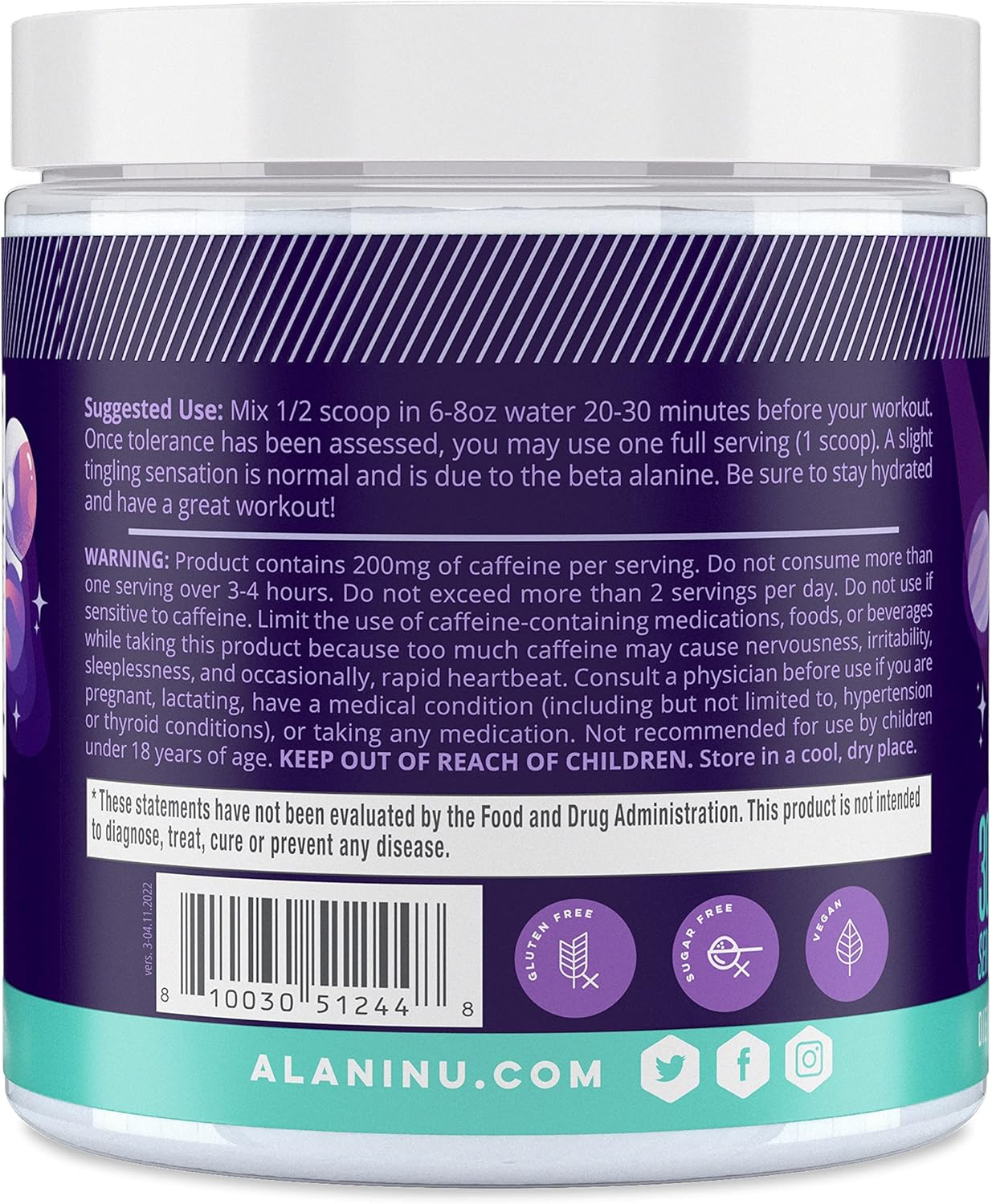 Alani Pre-Workout Galaxy Lemonade 30 Servings & Pre Workout Supplement Powder for Energy, Endurance & Pump | Sugar Free | 200mg Caffeine